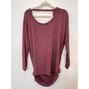 Chaser Vino Drape Back Long Sleeve Dolman Love Nit Burgundy Sz M Blouse Shirt